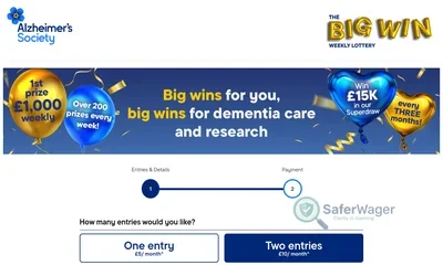 Alzheimer's Society Lottery screenshot
