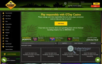 G'Day Casino website