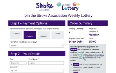 Stroke Association Raffle website