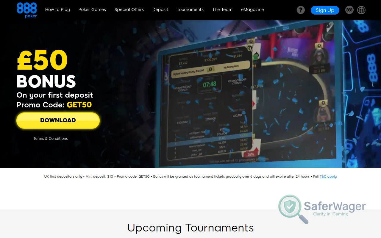 Screenshot of 888poker website
