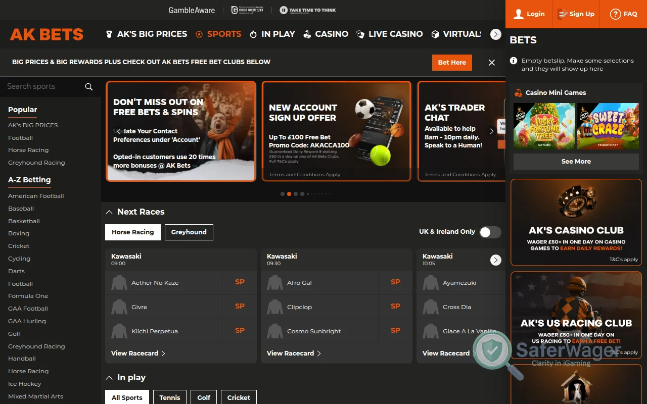 Screenshot of AK BETS website
