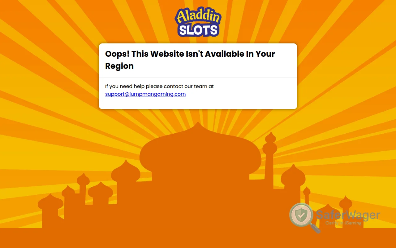 Screenshot of Aladdin Slots website