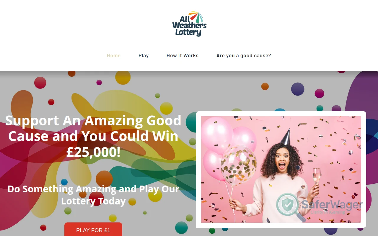 Screenshot of All Weather Lottery website