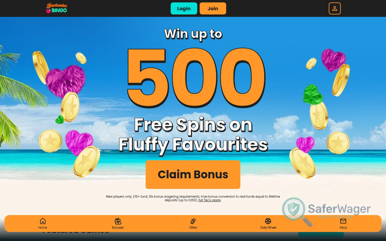 Screenshot of Barbados Bingo website