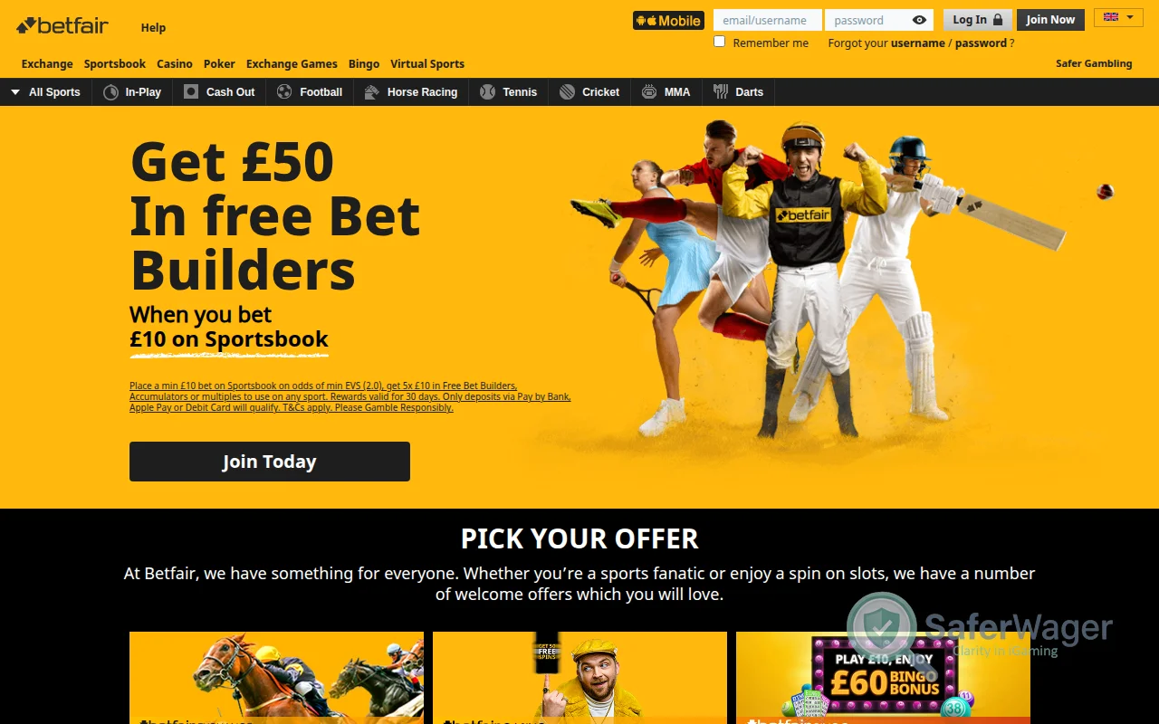 Screenshot of Betfair Casino website