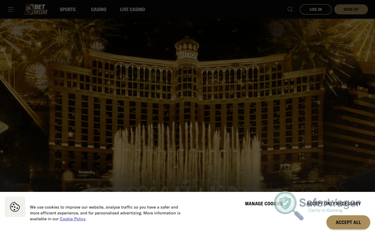 Screenshot of BetMGM website