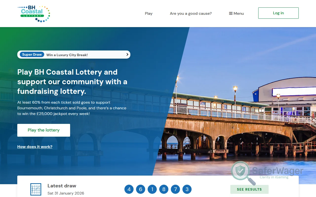 Screenshot of BH Coastal Lottery website