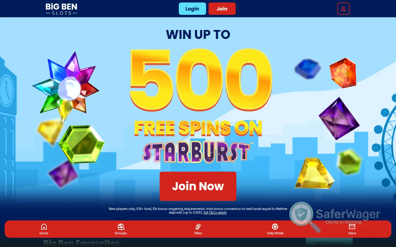 Screenshot of Big Ben Slots website