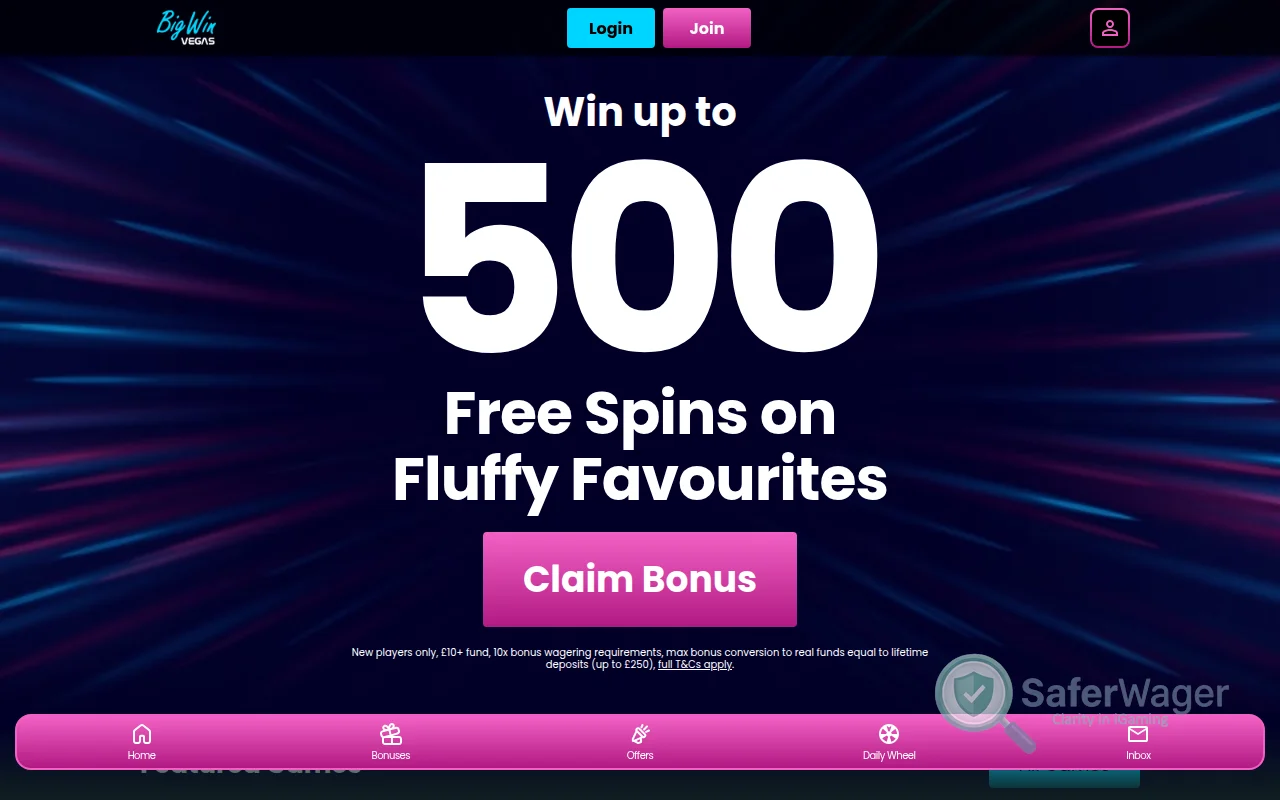 Screenshot of Big Win Vegas website