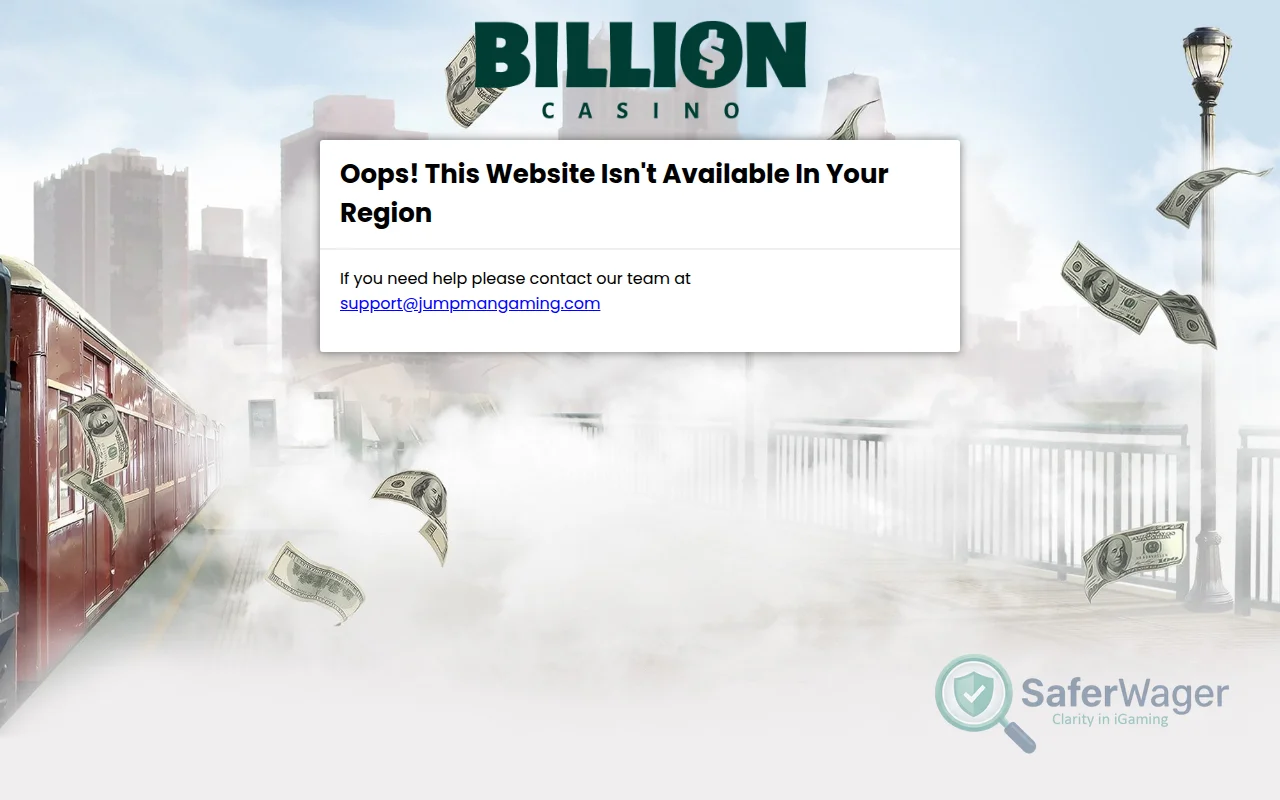 Screenshot of Billion Casino website