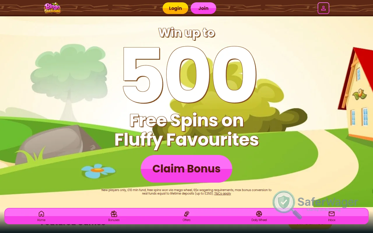 Screenshot of Bingo Clubhouse website