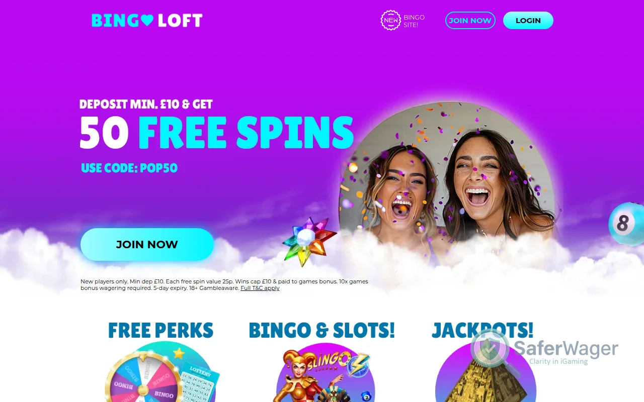 Screenshot of Bingo Loft website