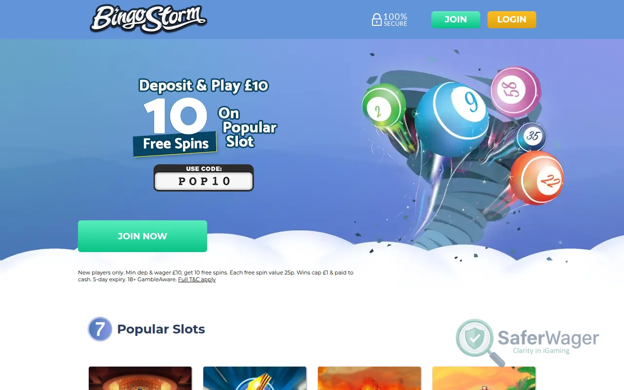 Screenshot of BingoStorm website
