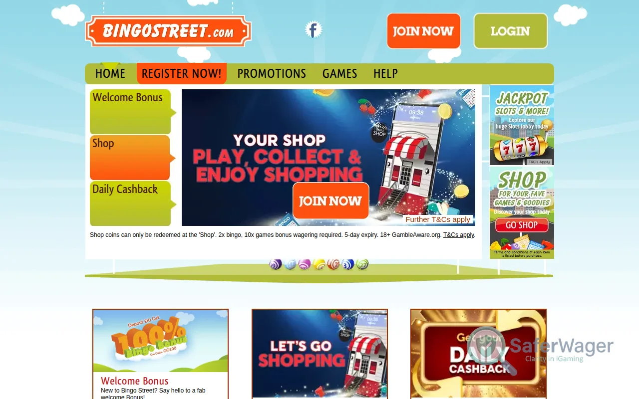Screenshot of Bingo Street website