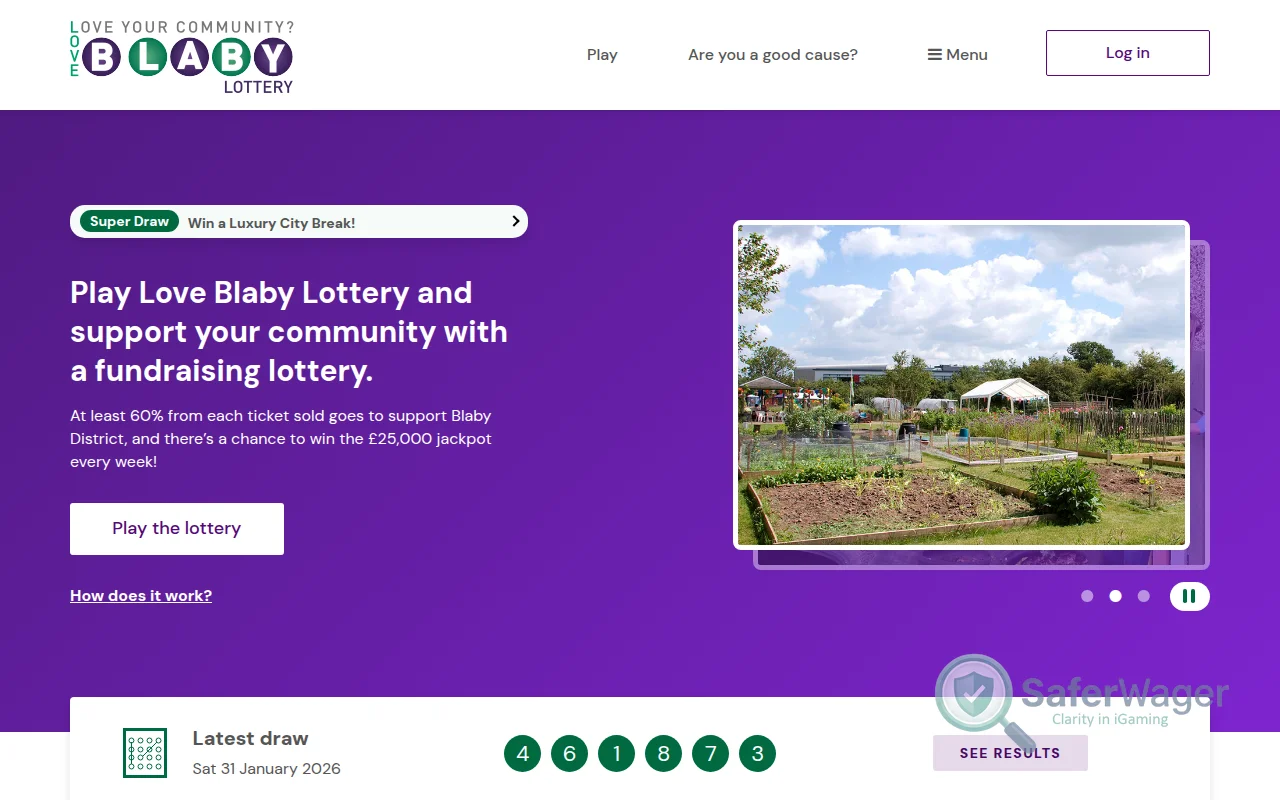 Screenshot of Blaby Lottery website
