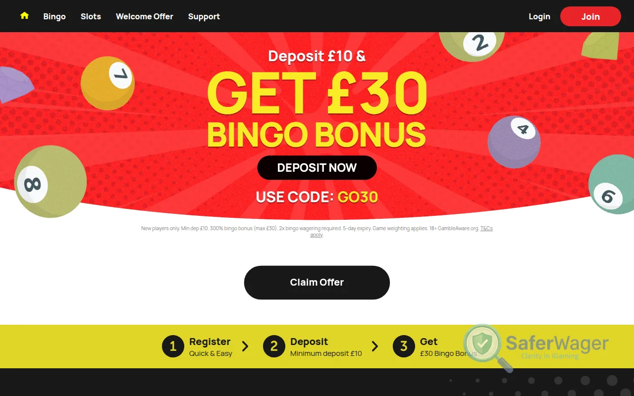 Screenshot of Bonnie Bingo website