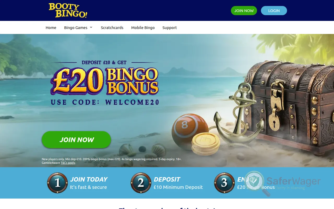 Screenshot of Booty Bingo website