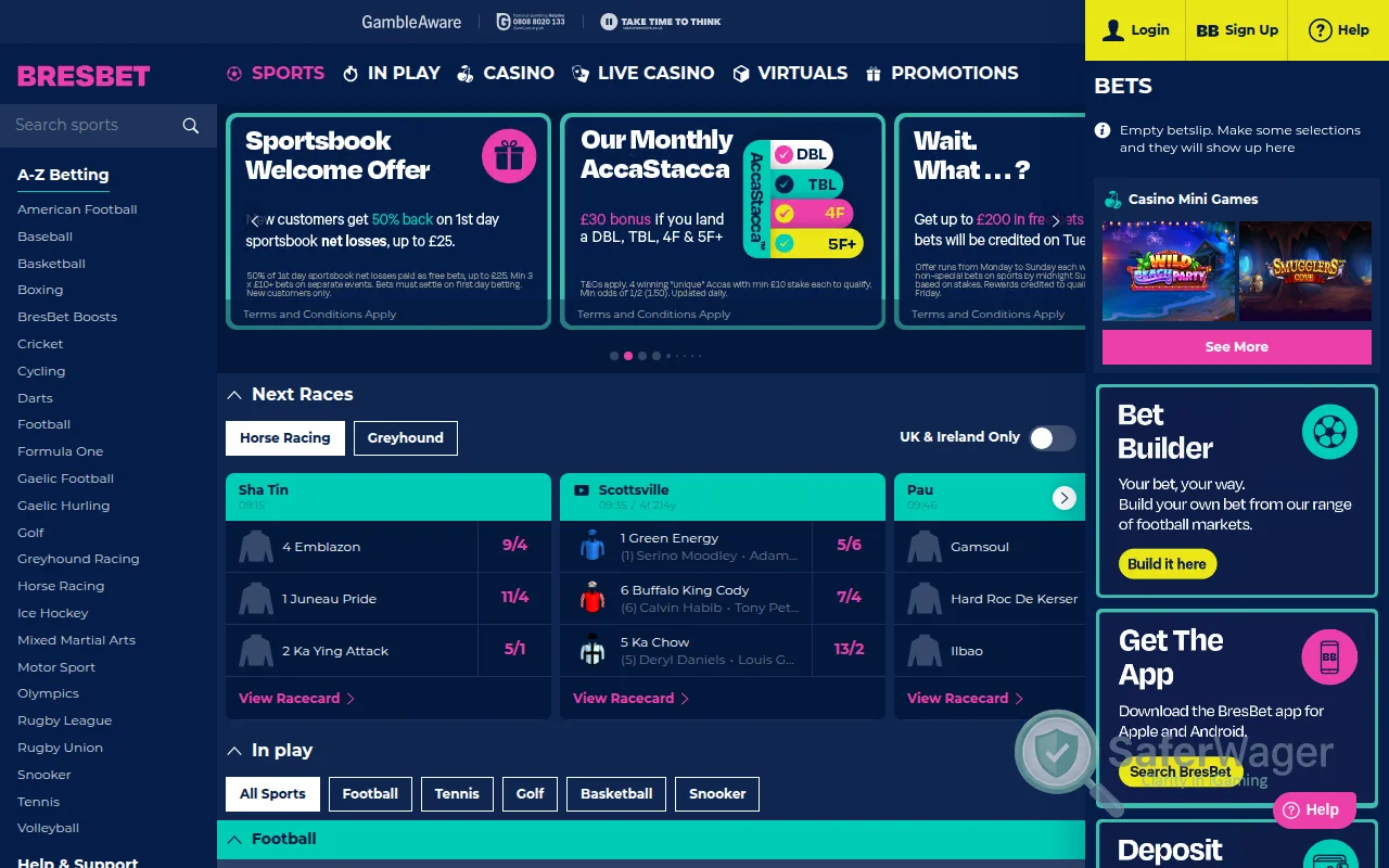 Screenshot of Bresbet website