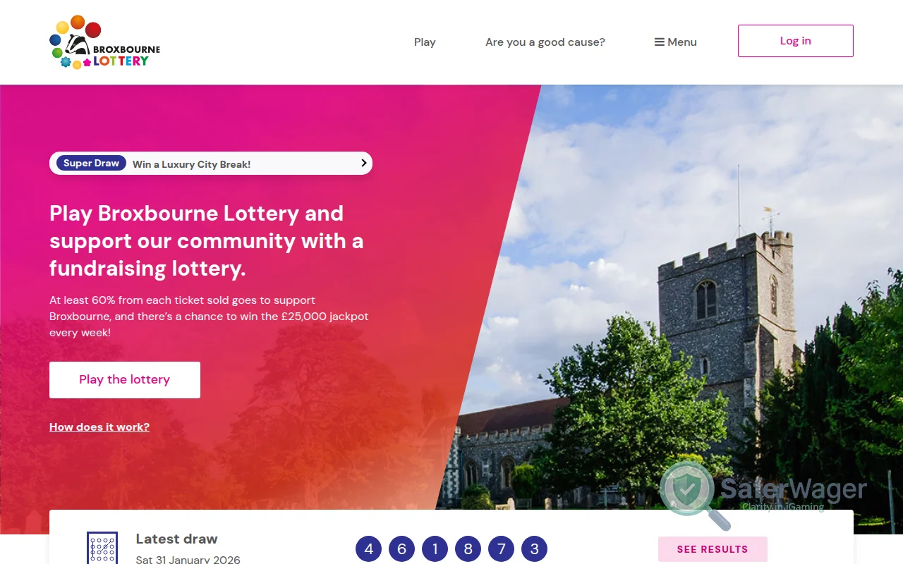 Screenshot of Broxbourne Lottery website