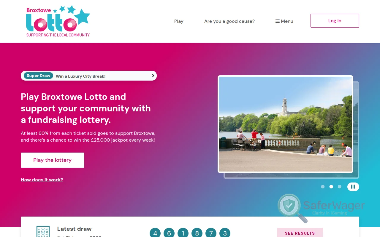 Screenshot of Broxtowe Lotto website