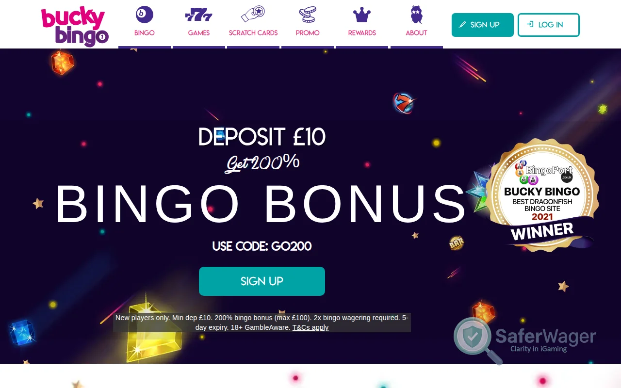 Screenshot of Bucky Bingo website