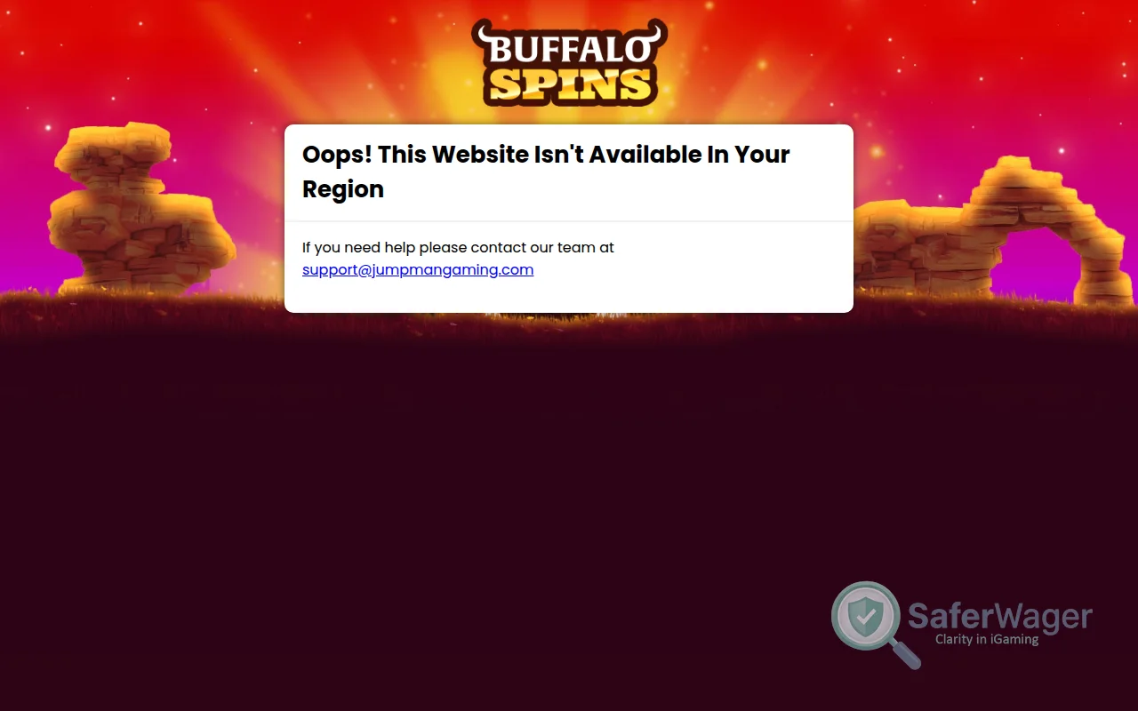 Screenshot of Buffalo Spins website