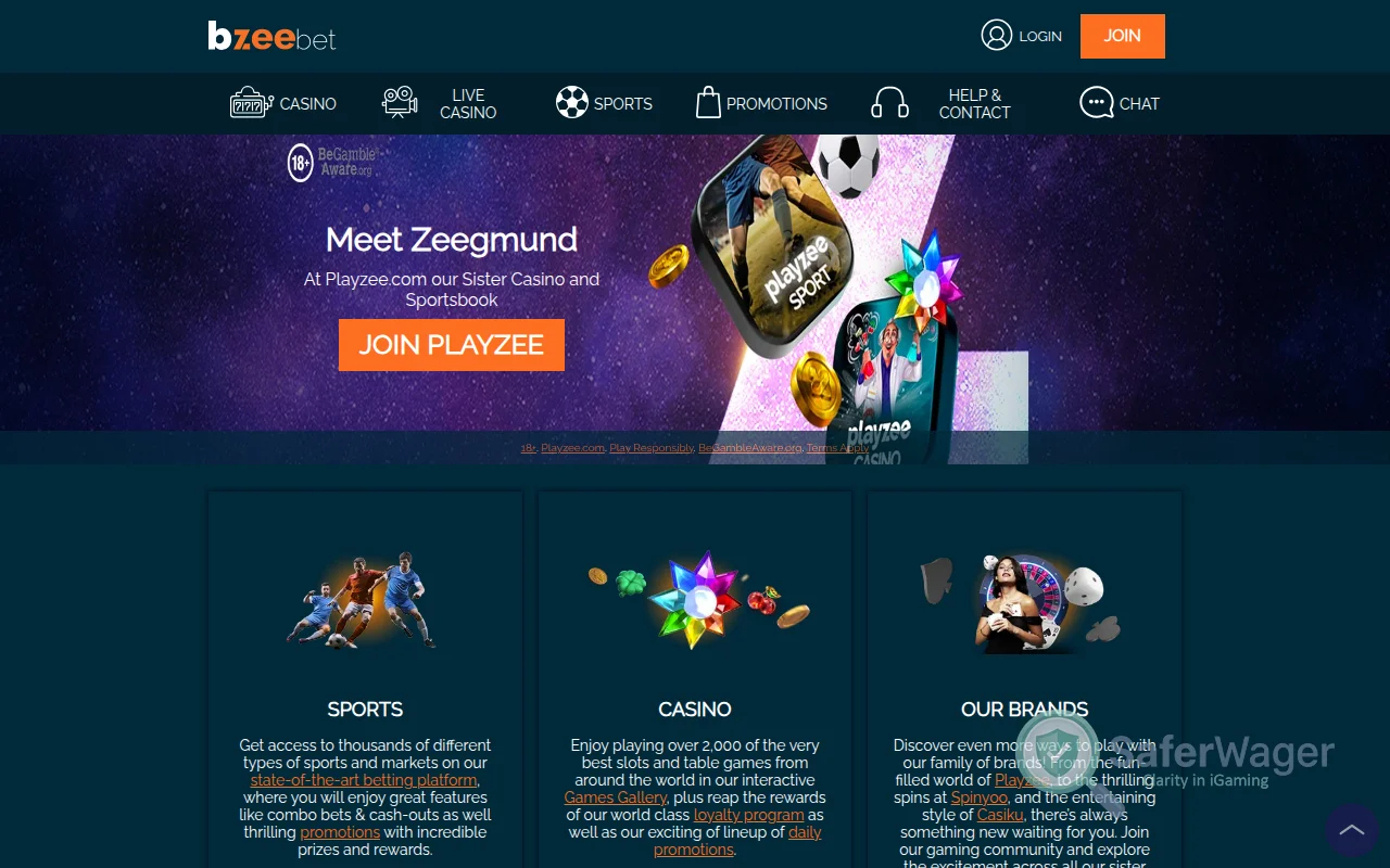 Screenshot of Bzeebet website