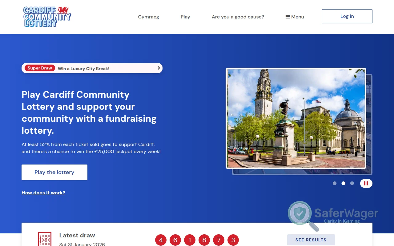 Screenshot of Cardiff Community Lottery website