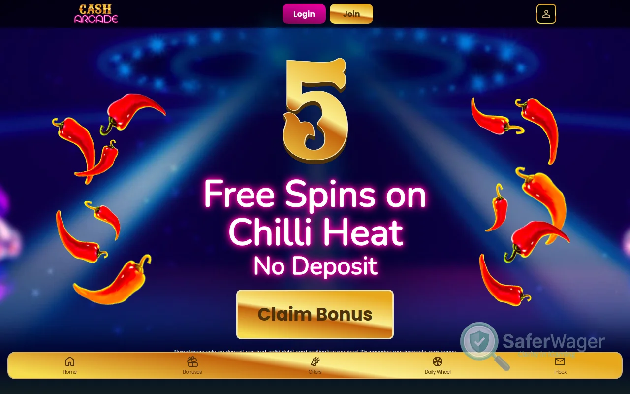 Screenshot of Cash Arcade website