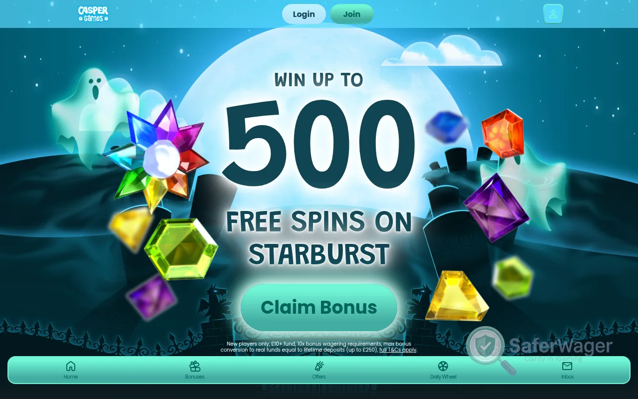 Screenshot of Casper Games Casino website