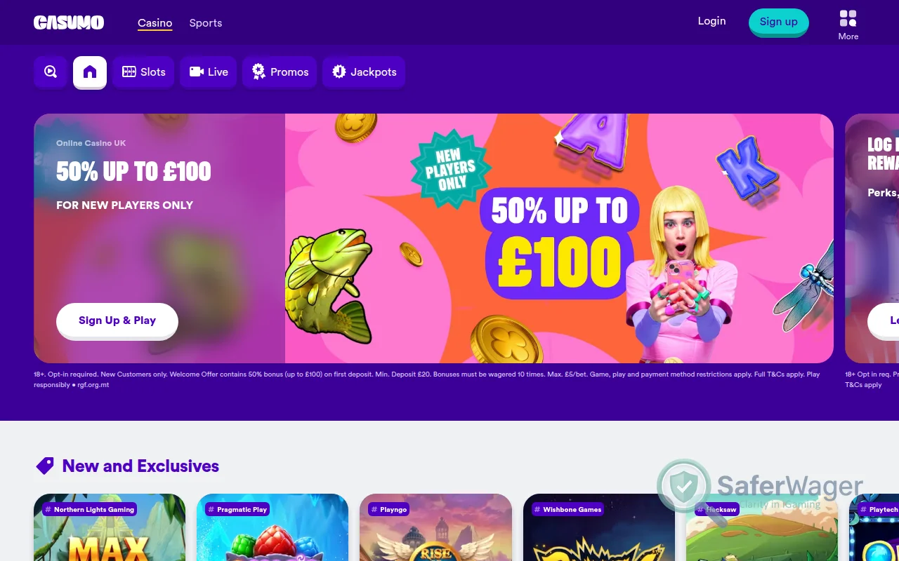 Screenshot of Casumo website