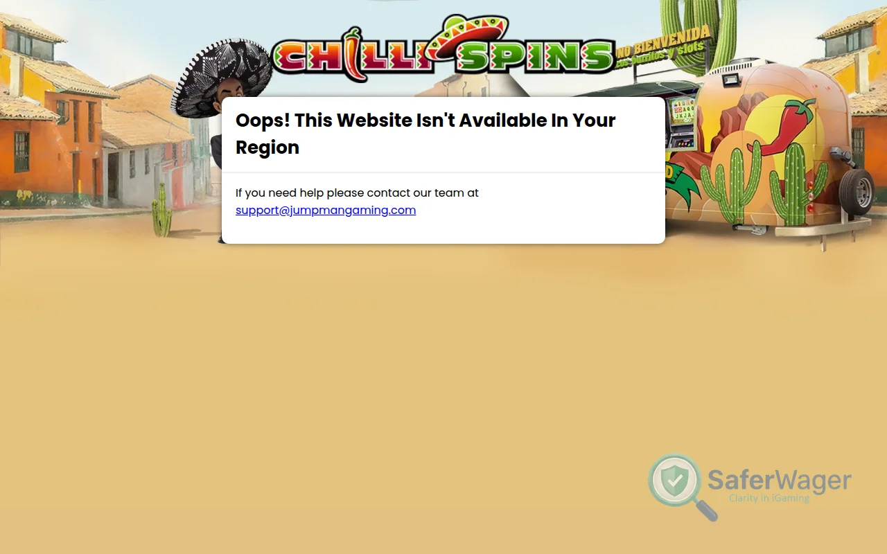 Screenshot of Chilli Spins website