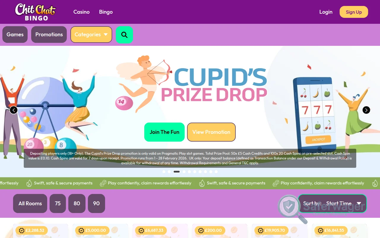 Screenshot of Chitchat Bingo website
