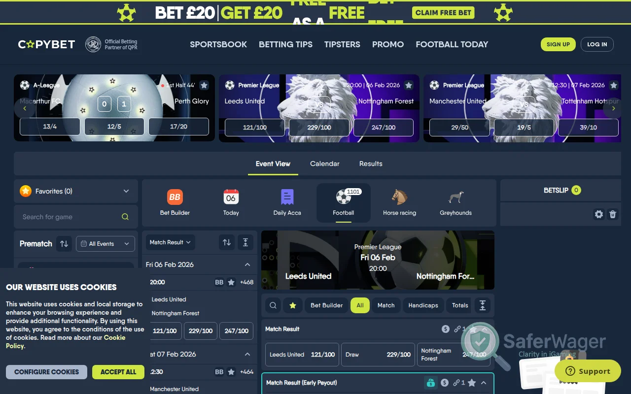 Screenshot of CopyBet website