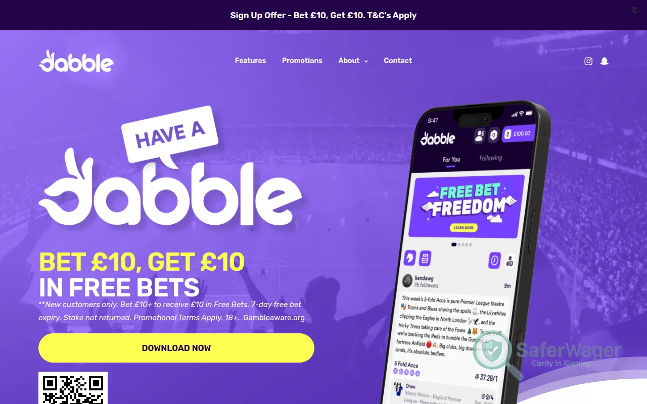 Screenshot of Dabble website