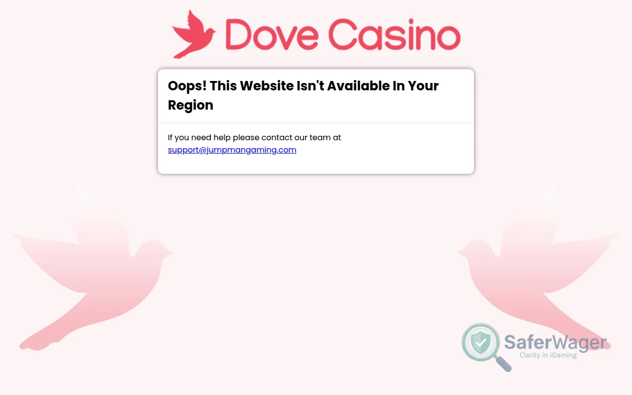 Screenshot of Dove Casino website