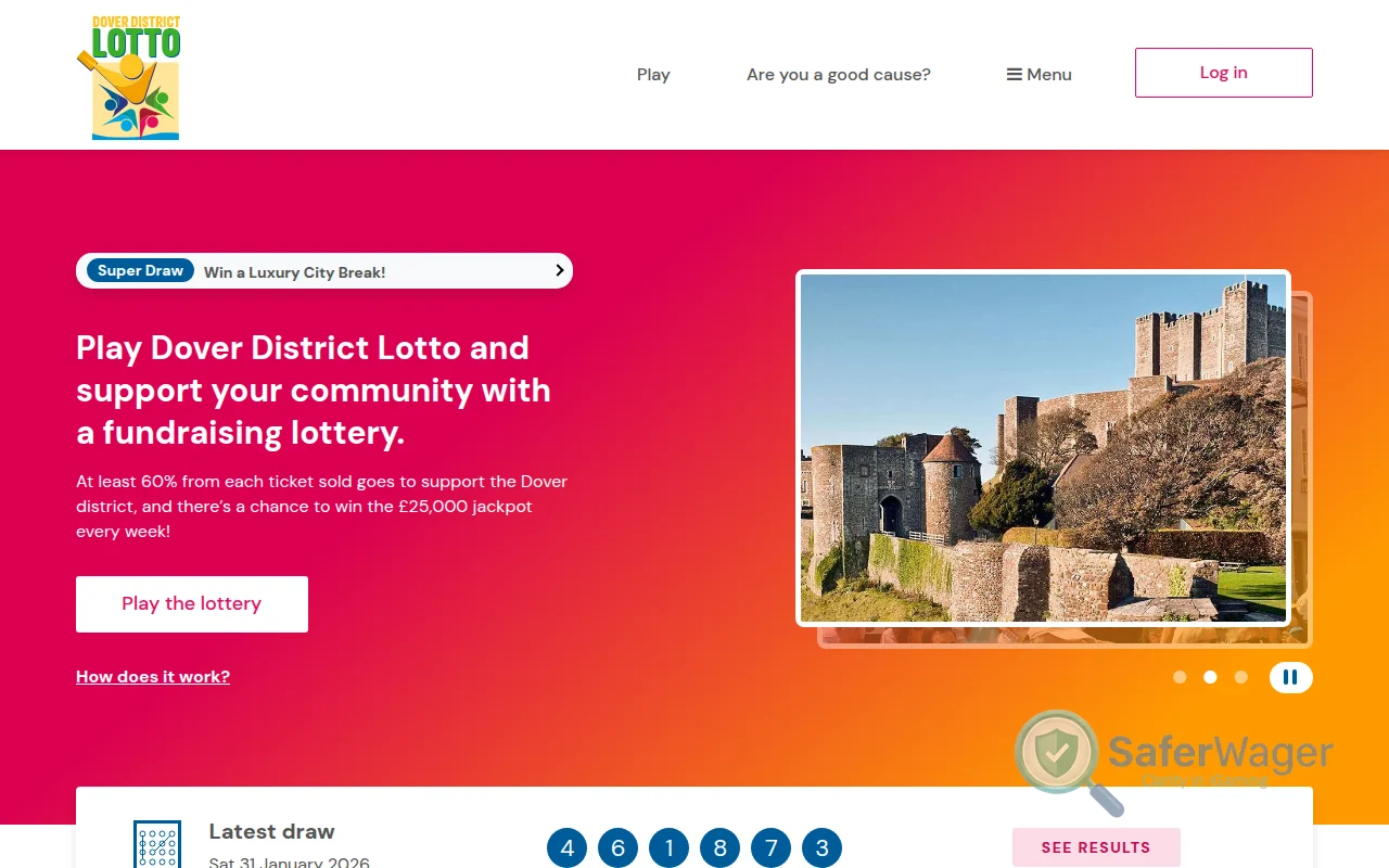 Screenshot of Doverlotto website