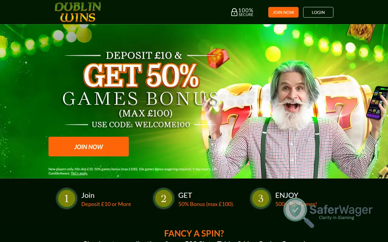 Screenshot of Dublin Wins website