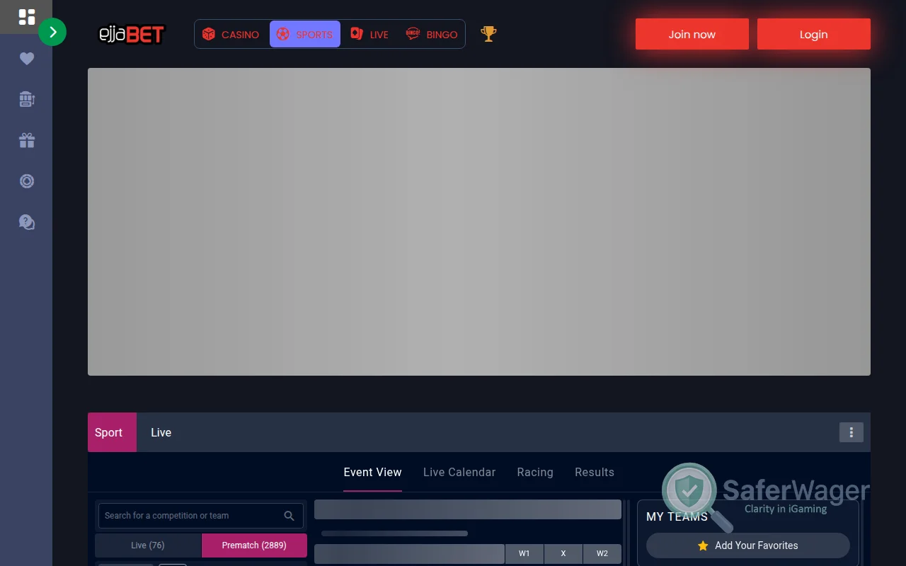 Screenshot of Ejjabet website