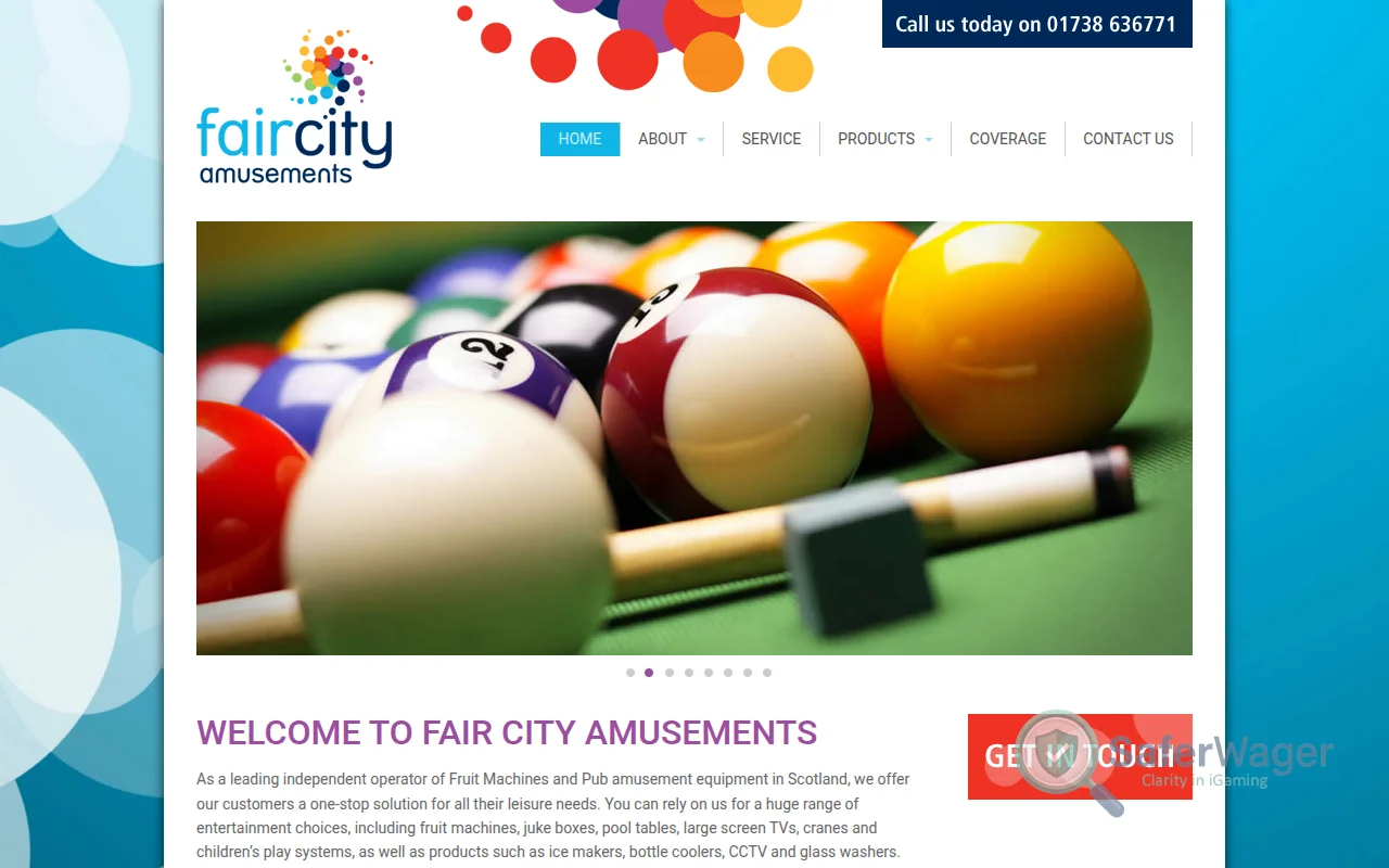 Screenshot of Fair City Amusements website