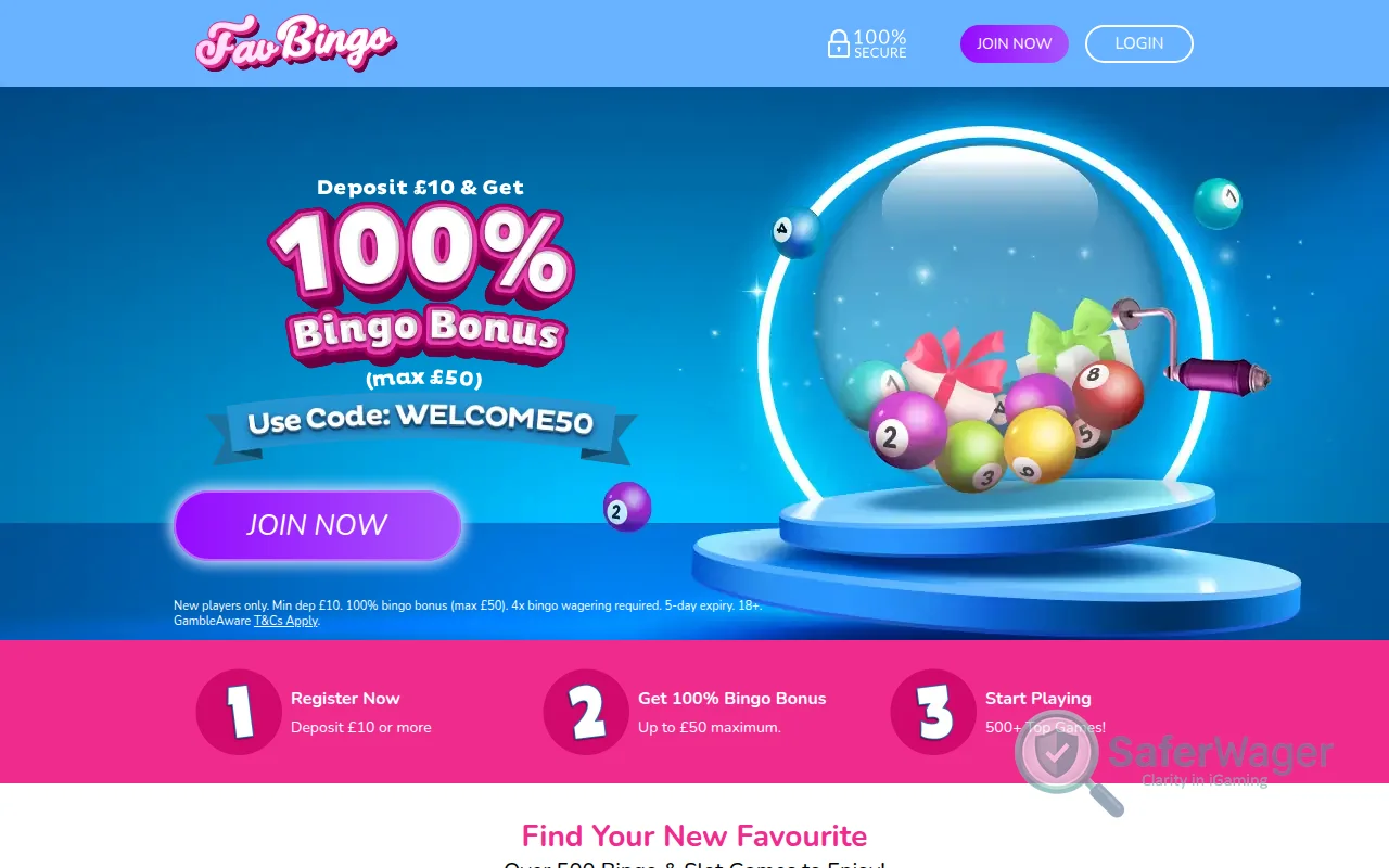 Screenshot of FavBingo website