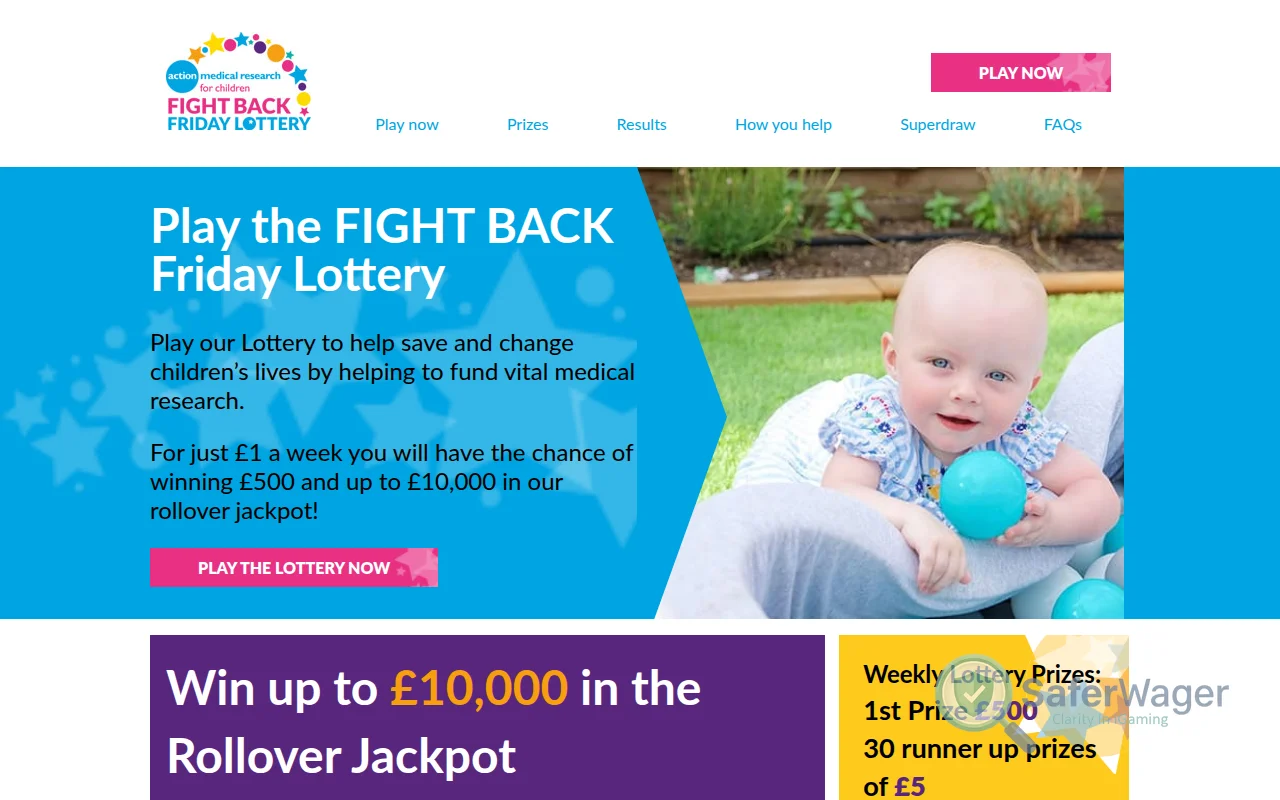 Screenshot of Fight Back Friday Lottery website