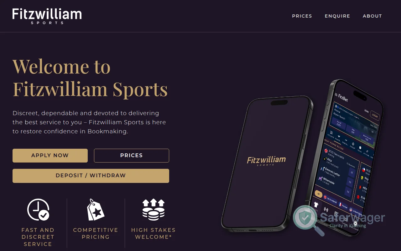 Screenshot of Fitzwilliam Sports website