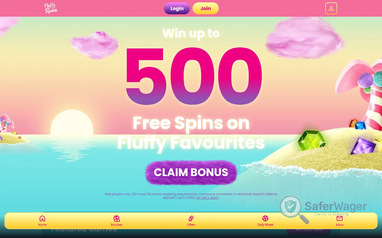 Screenshot of Fluffy Spins website