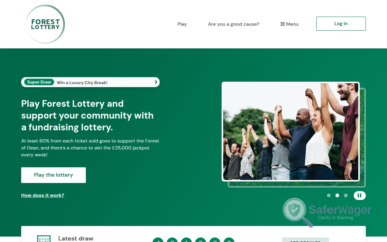Screenshot of Forest Lottery website