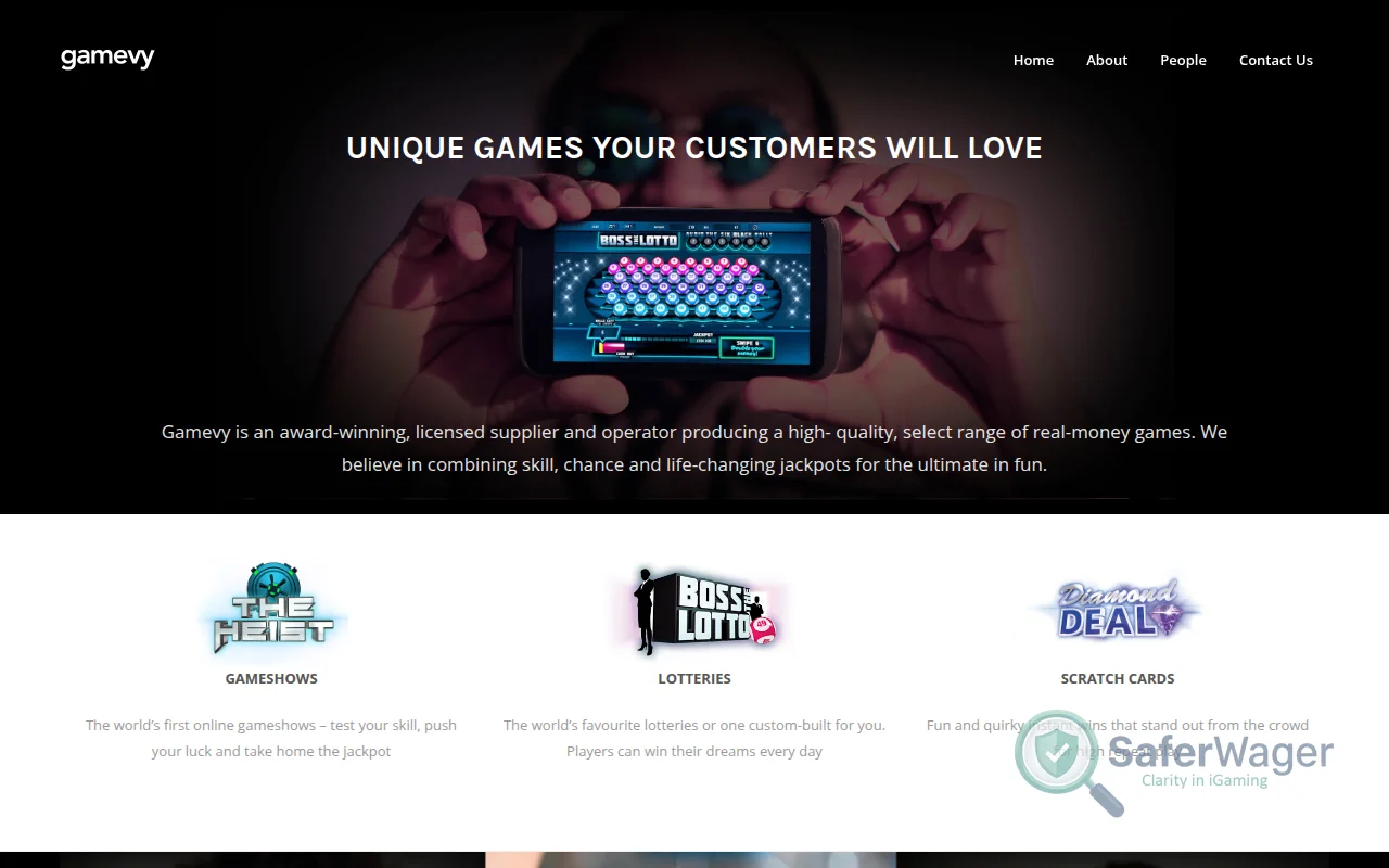 Screenshot of Gamevy website
