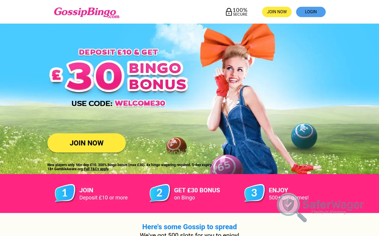Screenshot of Gossip Bingo website