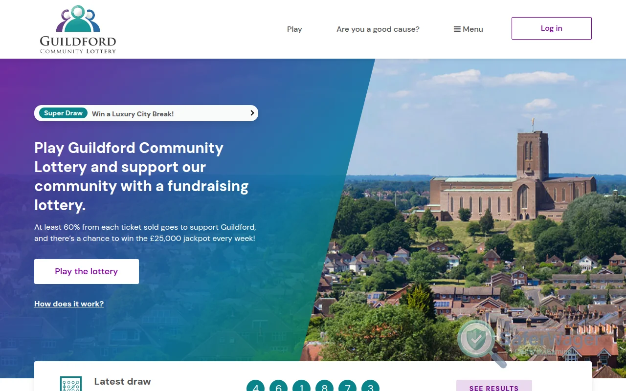 Screenshot of Guildford Lottery website