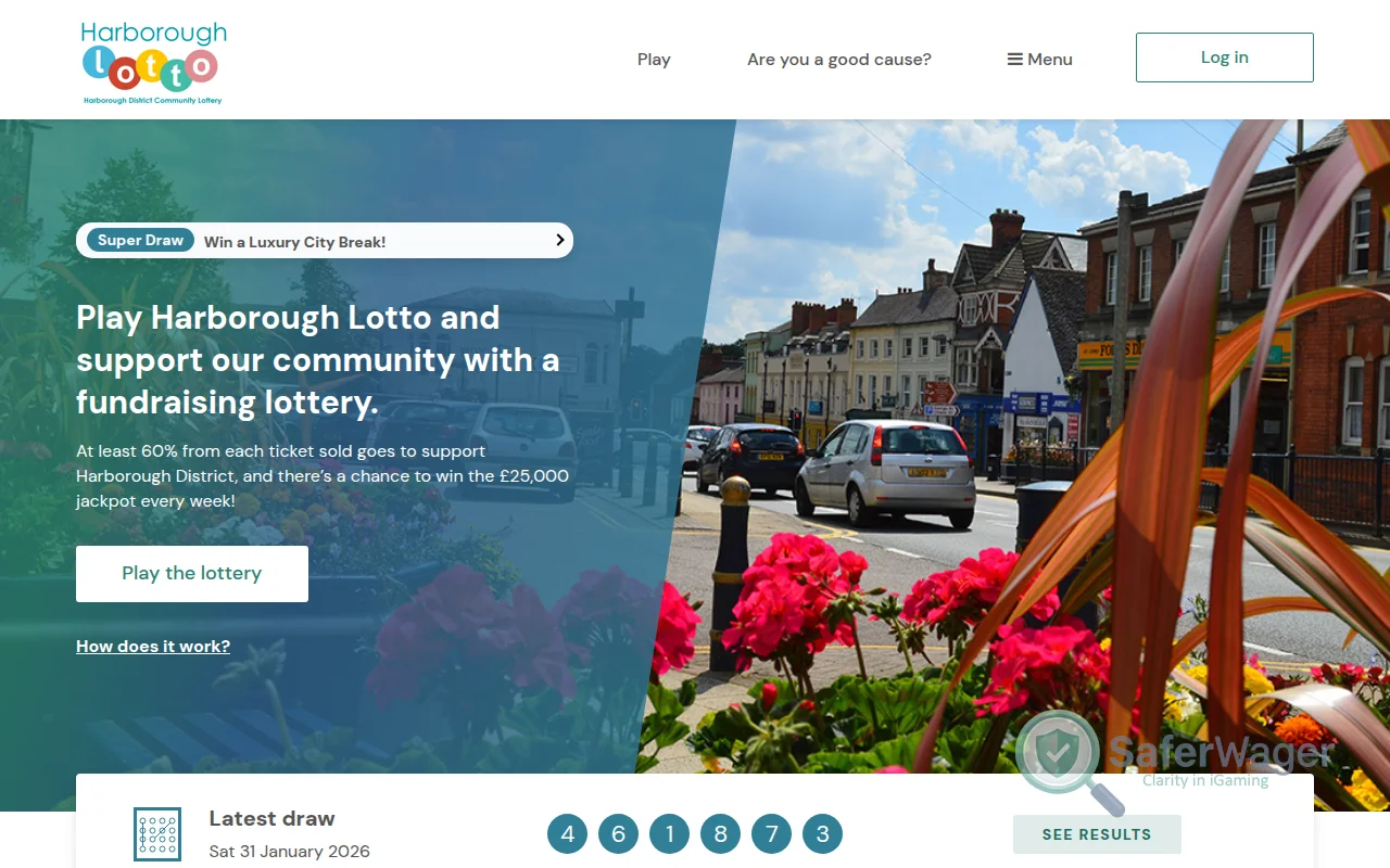 Screenshot of Harborough Lotto website