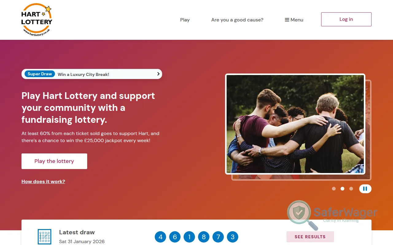 Screenshot of Hart Lottery website